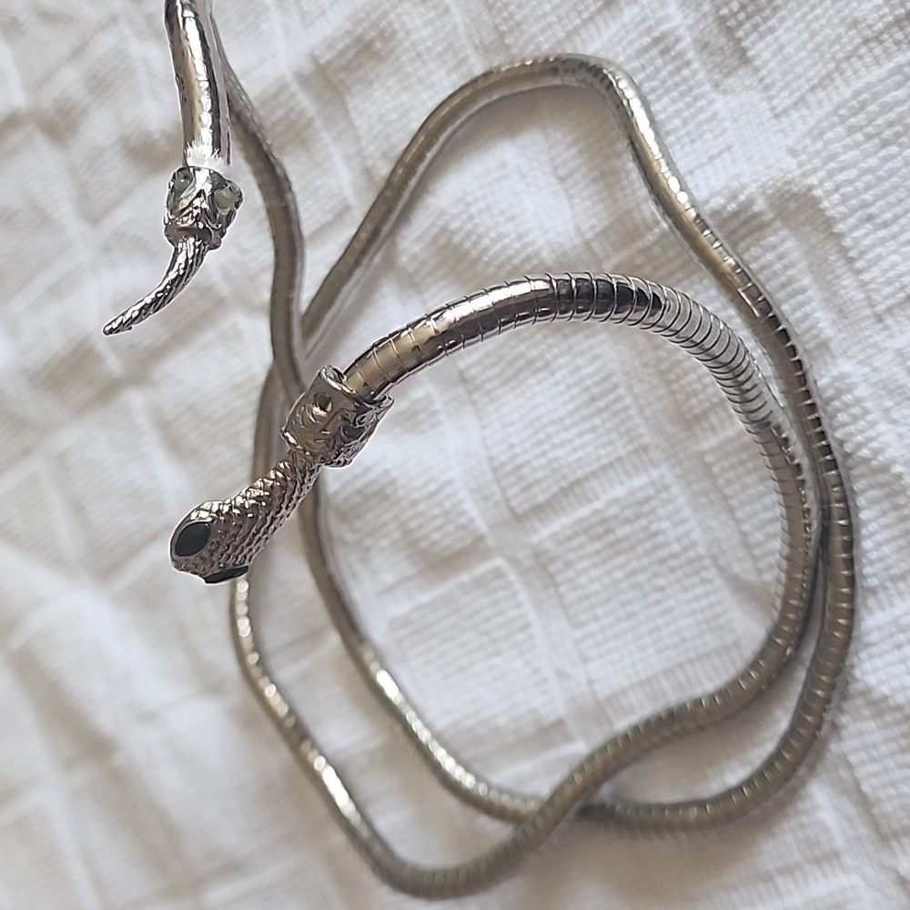 Snake necklace, snake belt, snake bracelet,adjustable silver t.Snake Eyes Black - Picture 4 of 9